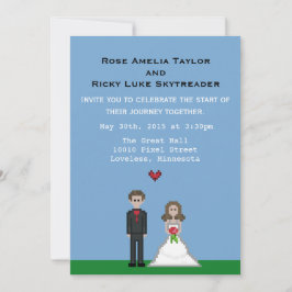 Pixel Gamer bruid & bruidegom bruiloft uitnodigen Kaart