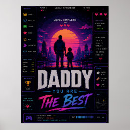 Pixel Gamer Dad Neon Muurposter Poster