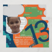 Pixel Gamer Foto van gamer Birthday Kaart (Voorkant / Achterkant)