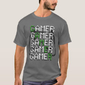 Pixel Gamer Gaming Typografie Retro T-shirt (Voorkant)