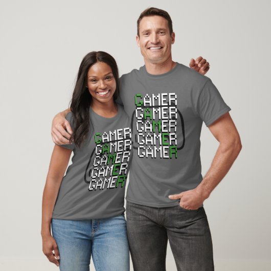 Pixel Gamer Gaming Typografie Retro T-shirt (Unisex)