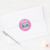 Pixel Gamer Girl Level Unlocked Gaming Birthday Ronde Sticker (Envelop)
