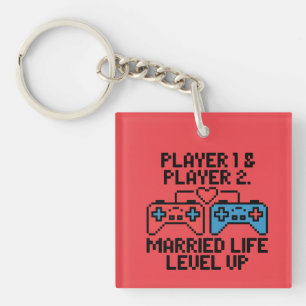Pixel Gamer Huwelijks Kunst Sleutelhanger