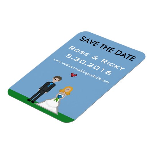 Pixel Gamer Sla de datum bruiloft magneet op (Linkerzijde)