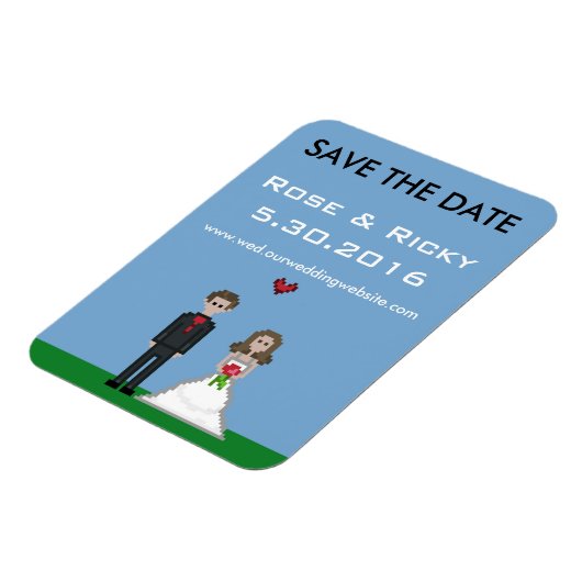 Pixel Gamer Sla de datum bruiloft magneet op (Linkerzijde)