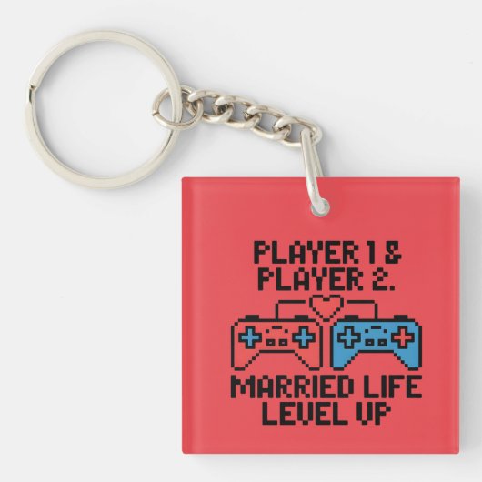 Pixel Gamer Wedding Art Sleutelhanger (voorkant)