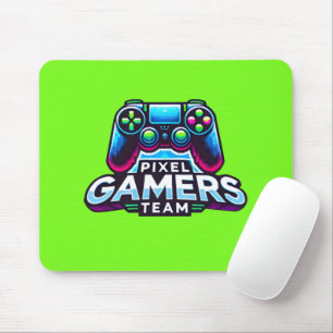 Pixel Gamers Team – Neon Green Glitch Muismat