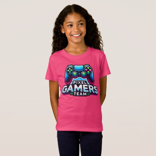 Pixel Gamers Team – Neon Princess Gaming T-shirt (Voorkant volledig)