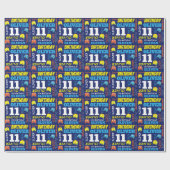 Pixel gaming alien 11e verjaardag, continu cadeaupapier (Vlak)