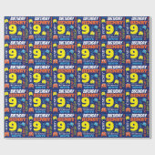 Pixel gaming buitenaards 9e verjaardag heldere cus cadeaupapier (Vlak)