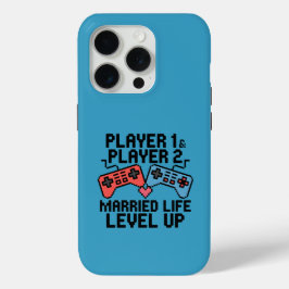 Pixel Gaming Couple Level Up Design iPhone 15 Pro Case