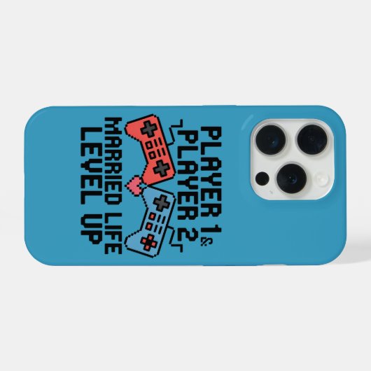 Pixel Gaming Couple Level Up Design iPhone Hoesje (Achterkant horizontaal)
