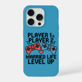 Pixel Gaming Couple Level Up Design iPhone 15 Pro Case