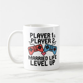 Pixel Gaming Couple Level Up Design Koffiemok