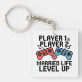 Pixel Gaming Couple Level Up Design Sleutelhanger (voorkant)