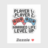 Pixel Gaming Couple Level Up Design Sticker (Vel)