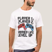 Pixel Gaming Couple Level Up Design T-shirt (Voorkant)