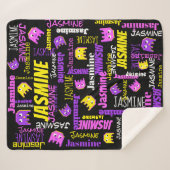 Pixel gaming roze gele zwarte meisjesnaam sherpa deken (Voorkant (horizontaal))