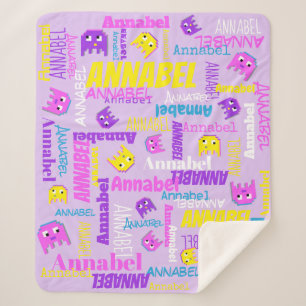 Pixel gaming roze paarse gele meisjes naam sherpa deken