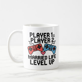 Pixel-gamingstel Level Up-ontwerp Koffiemok