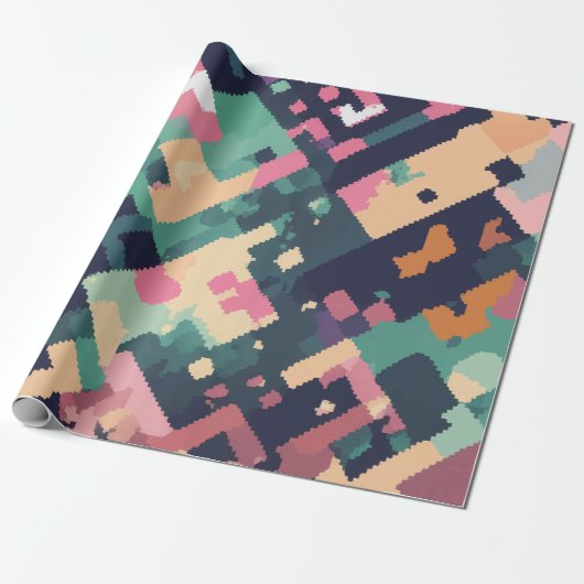 Pixel geometrisch cadeaupapier (Uitgerold)