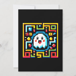Pixel Ghost Maze - Retro Arcade-geïnspireerde gami Feestdagenkaart