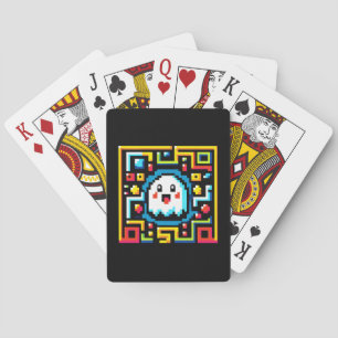Pixel Ghost Maze - Retro Arcade-geïnspireerde gami Pokerkaarten