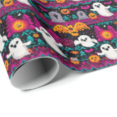 Pixel Ghosts Halloween trui patroon Cadeaupapier (Rol Hoek)