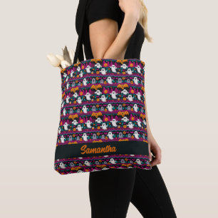 Pixel Ghosts Halloween trui patroon Tote Bag