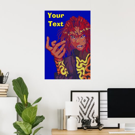 Pixel girl changing pixel art poster (Thuiskantoor)