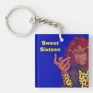 Pixel girl, sweet sixteen, happy Birthday! Sleutelhanger