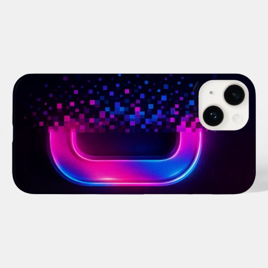 Pixel Glitch iPhone Case – Cyberpunk Esthetische G (Achterkant (horizontaal))