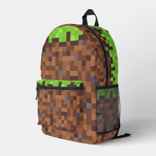 Pixel gras gamer verjaardag  bedrukte rugzak (Achterkant Hoek Rechts)