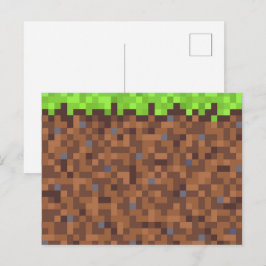 Pixel gras gamer verjaardag  briefkaart