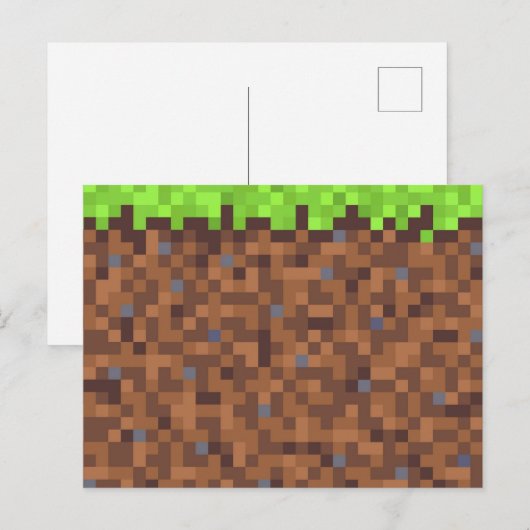 Pixel gras gamer verjaardag  briefkaart (Voorkant / Achterkant)