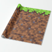 Pixel gras gamer verjaardag  cadeaupapier (Uitgerold)