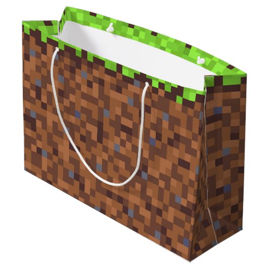Pixel gras gamer verjaardag  groot cadeauzakje (Achterkant Gekanteld)