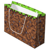 Pixel gras gamer verjaardag  groot cadeauzakje (Voorkant Gekanteld)