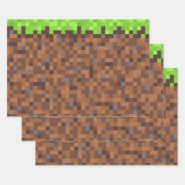 Pixel gras gamer verjaardag  inpakpapier vel
