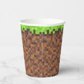 Pixel gras gamer verjaardag  papieren bekers (Rechts)