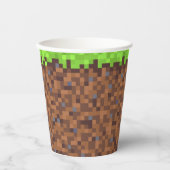 Pixel gras gamer verjaardag  papieren bekers (Voorkant)
