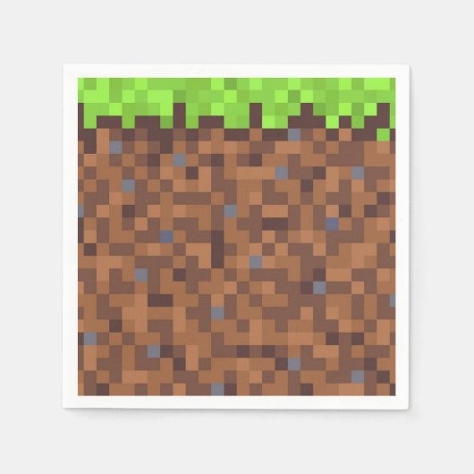 Pixel gras gamer verjaardag  servet (Voorkant)