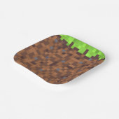 Pixel grass gamer birthday  papieren bordje (Gebogen)