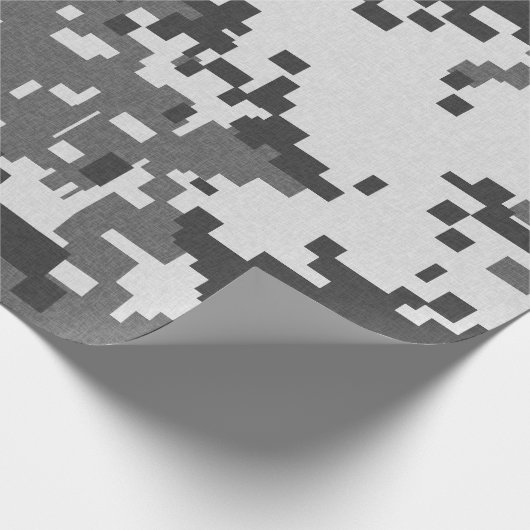 Pixel Gray Camouflage Cadeaupapier (Hoek)