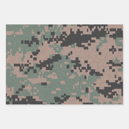 Pixel Green Grey Blue Camouflage Inpakpapier Vel (Voorkant 2)