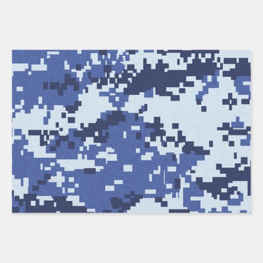 Pixel Green Grey Blue Camouflage Inpakpapier Vel (Voorkant)