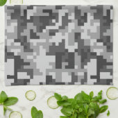 Pixel Grey and Black Army Theedoek (Gevouwen)