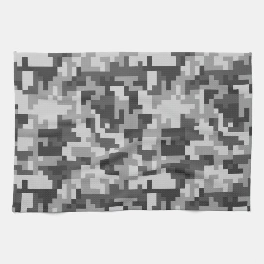 Pixel Grey and Black Army Theedoek (Horizontaal)