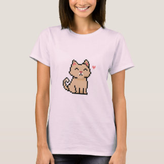 Pixel-grijs-kat-zit-dier-huisdier-met-hart T-shirt