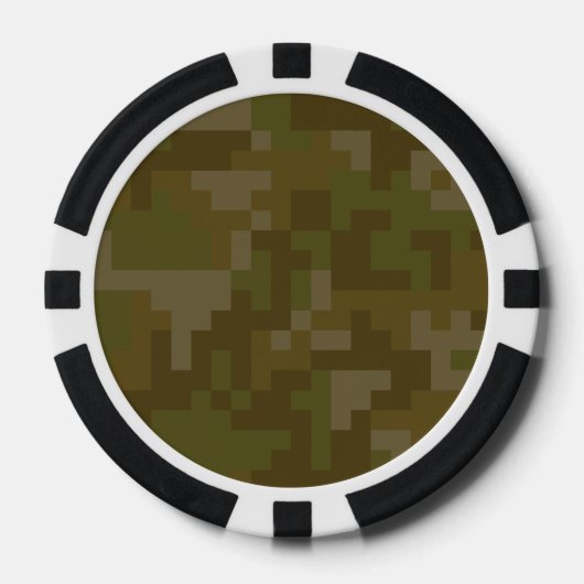 Pixel groen leger camouflagepatroon pokerchips (Voorkant)